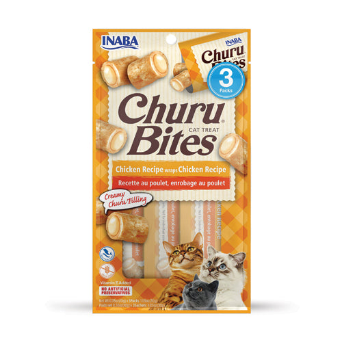 Inaba - Cat Churu Bites - Chicken Recipe Wraps - Carton of 6 (6x30g)