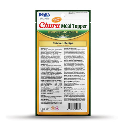 Inaba - Dog Churu Meal Topper - Chicken Recipe - Carton of 6 (24 x 56g)