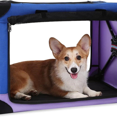 Portable Dog Crate Collapsible, Blue Purple