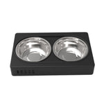 FLOOFI Elevated Raised Pet Feeder with Double Bowl (Black)