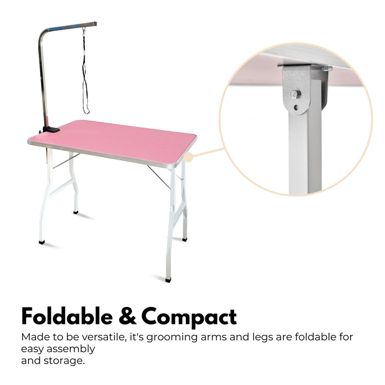 Floofi Pet Grooming Table 90cm Single Pole (Pink) FI-GT-101-LZ