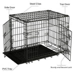 Floofi Dog crate 24"- 3 doors (front, side, top, each door with 2 locks)