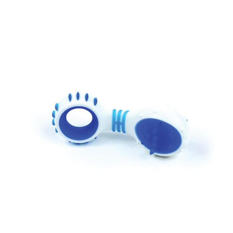 AFF - Dog Dental Rattle - Blue Puppy Teething + Cleaning Gums Rubber Ridges Chew