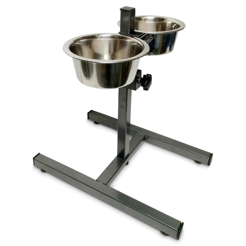 Pawise-Double Raised Dog Bowl Stand 350ml Pet Cat Elevated Adjustable Food Water Feeder