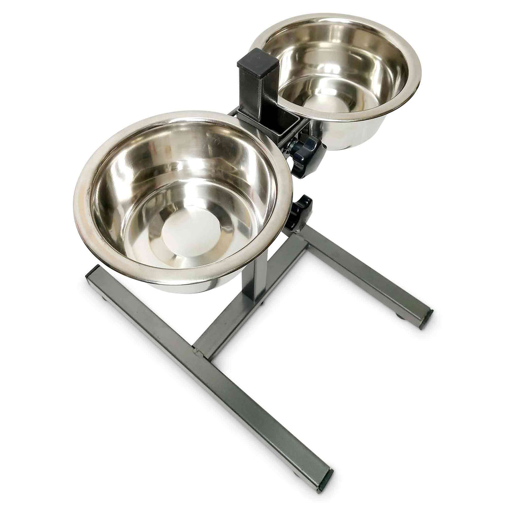 Pawise-Double Raised Dog Bowl Stand 350ml Pet Cat Elevated Adjustable Food Water Feeder