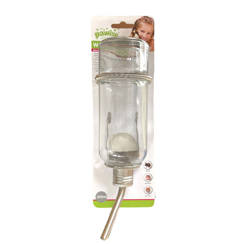  Pawise -245ml Glass Bottle Water Hanging Cage Drinker Pet Rabbit Bird Mouse Guinea Pig