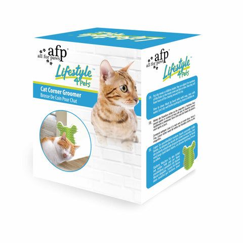 AFP - Cat Corner Groomer With Catnip - Wall Mounted Pet Self Comb Massager Brush