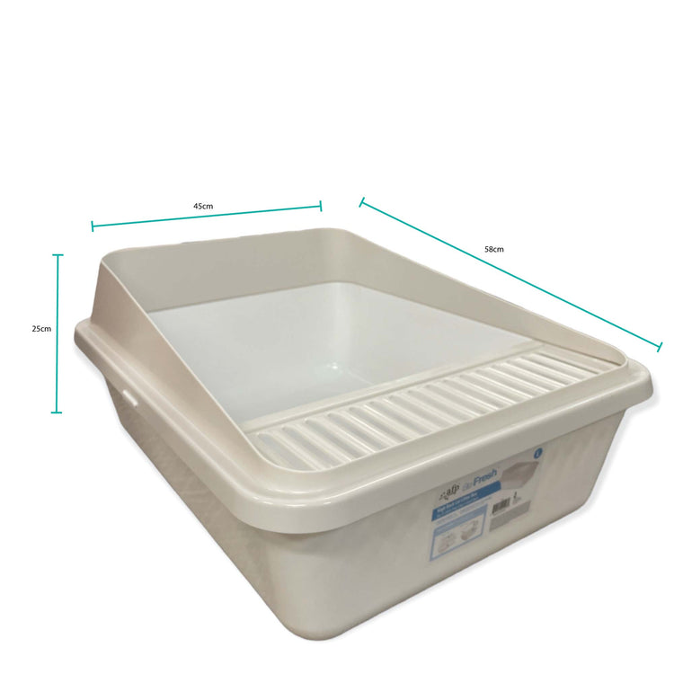 AFP-High Back Cat Litter Tray Large - Pet Fresh Clean Kitten Toilet Box