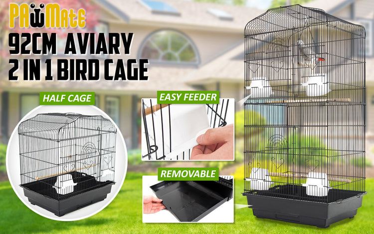Paw Mate Bird Cage Parrot Aviary Veer 92cm 2IN1 Design