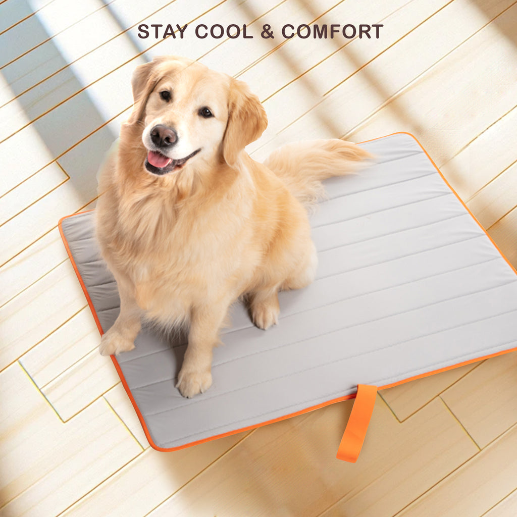 Pet Dog Cooling Mat Non-Slip Travel Roll Up Cool Pad Bed Outdoor L BEIGE
