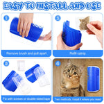 Self Groomer Catnip  Dog Cat Toy Corner Scratcher Comb  Massage Brush Blue