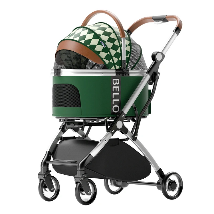 Bello Lux- pet stroller -Green Check