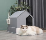 Petwiz Enclosed Cat Litter Box House - Grey