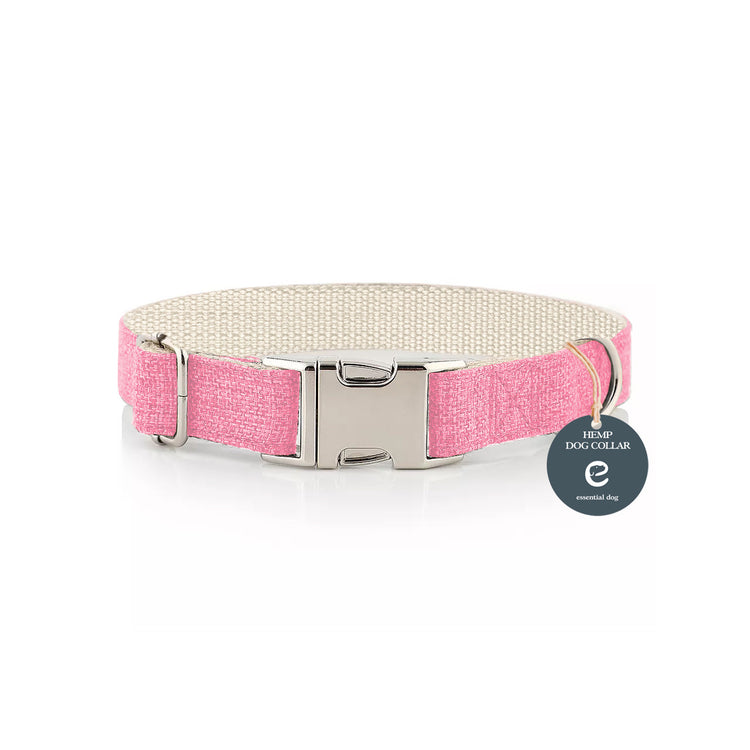 Essential Dog-Natural Hemp & Cotton Dog Collar (Pretty Pink) LARGE-Medium-Small-XSmall