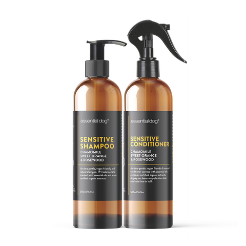 Essential Dog-Natural Sensitive Dog Shampoo & Conditioner 2 Pack (Chamomile, Sweet Orange & Rosewood)