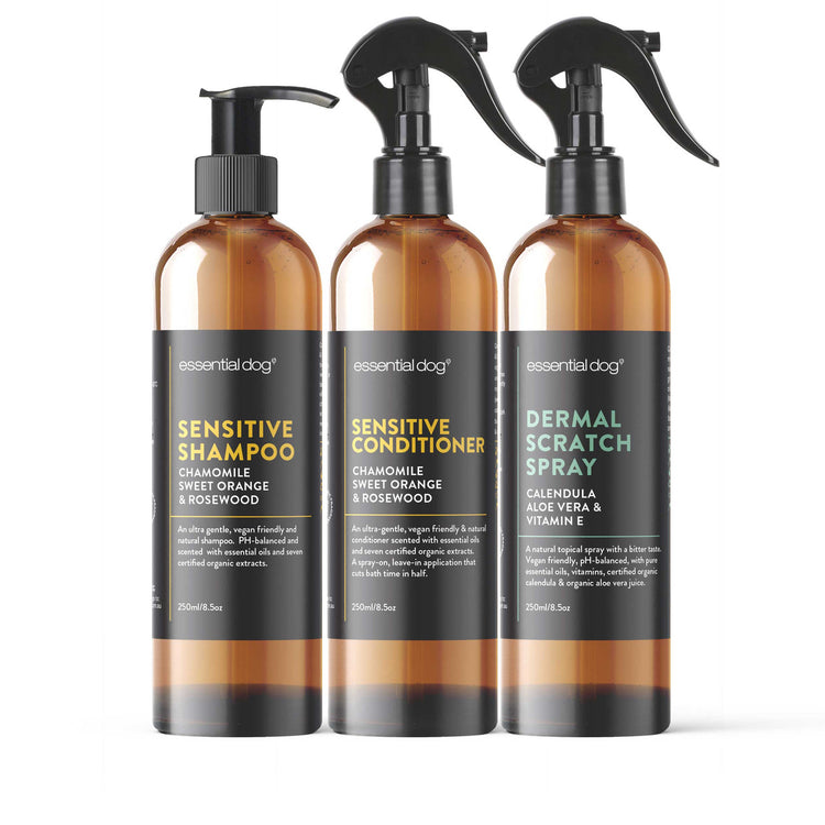 Essential Dog- Sensitive Skin Value Pack: Shampoo, Conditioner and Dermal Itch Spray