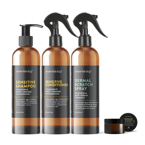 Sensitive Skin Itch Pack: Dog Shampoo, Conditioner, Dermal Scratch Spray & Paw Balm