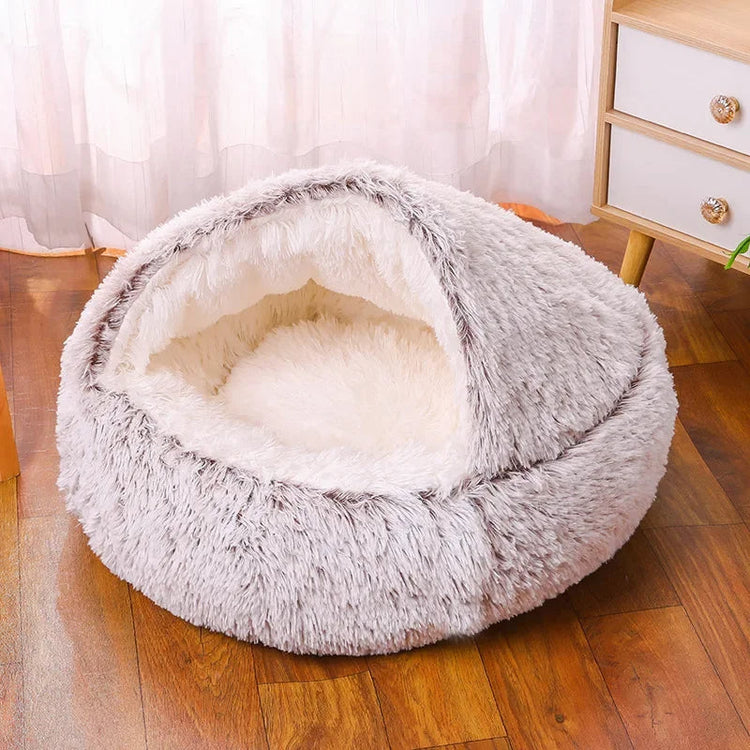  Pawfectfriend -Light Brown Small Cozy Burrowing Cave Pet Bed for Dogs Cats Kitten Plush Warm Soft Sleeping Nest