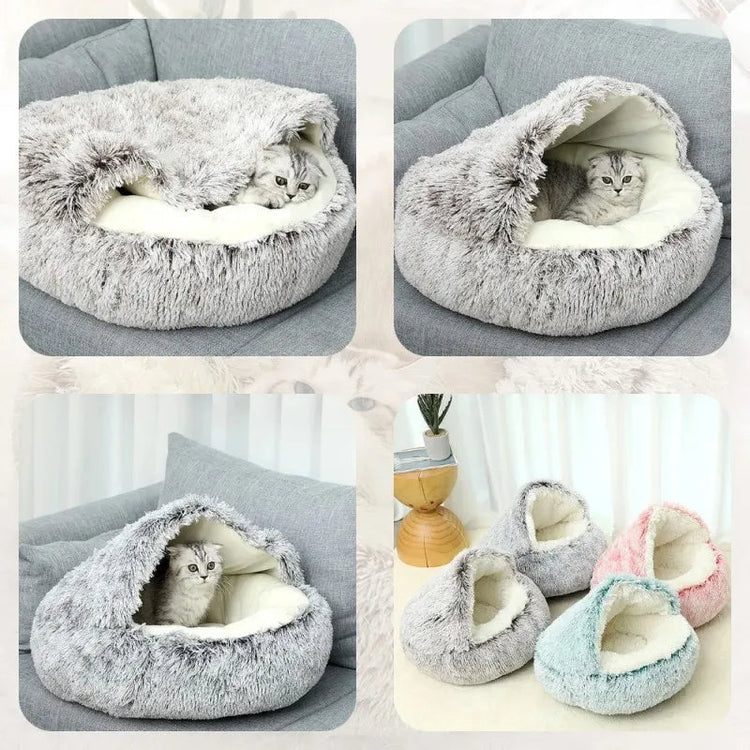 Pawfectfriend -Light Brown Small Cozy Burrowing Cave Pet Bed for Dogs Cats Kitten Plush Warm Soft Sleeping Nest