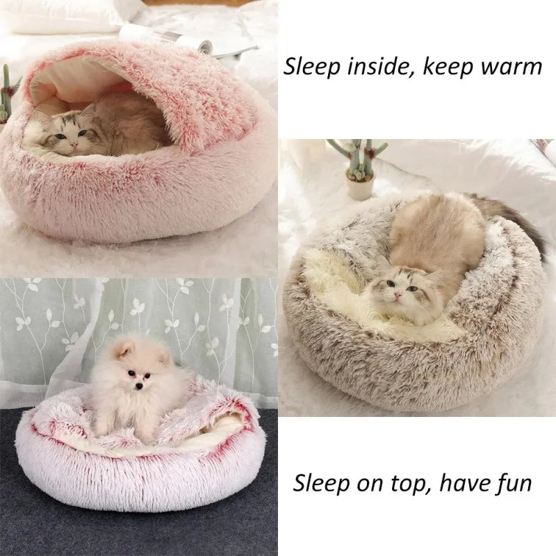 Pawfectfriend -Light Brown Small Cozy Burrowing Cave Pet Bed for Dogs Cats Kitten Plush Warm Soft Sleeping Nest