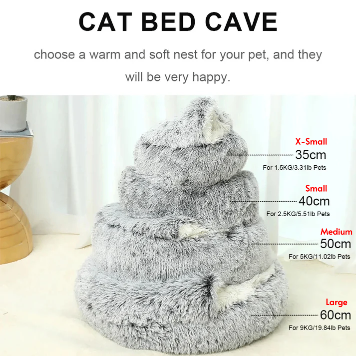 Pawfectfriend -Light Brown Small Cozy Burrowing Cave Pet Bed for Dogs Cats Kitten Plush Warm Soft Sleeping Nest