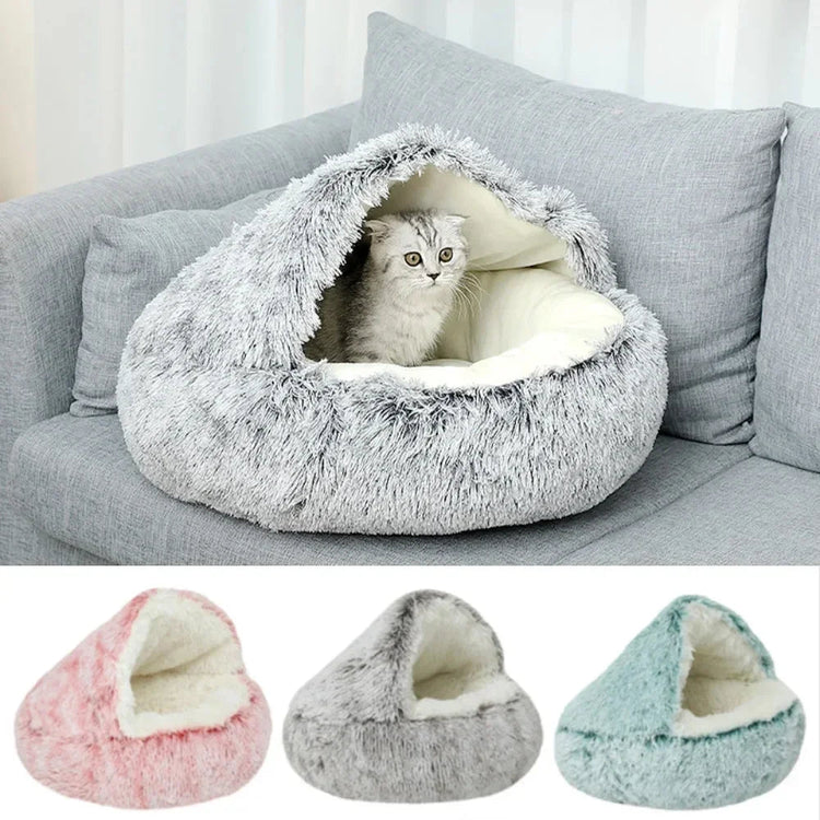 Pawfectfriend -Light Brown Small Cozy Burrowing Cave Pet Bed for Dogs Cats Kitten Plush Warm Soft Sleeping Nest