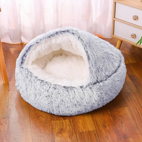  PawfectFriend Cozy Burrowing Cave Pet Bed for Dogs Cats Kitten Plush Warm Soft Grey