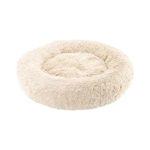  PawfectFriend Dog Pet Cat Calming Bed Plush Beds Large Fluffy Donut Comfy Cushion Puppy Large-60cm cream