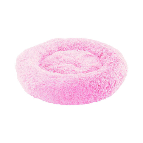 PawfectFriend Dog Pet Cat Calming Bed Plush Beds Large Fluffy Donut Comfy Cushion Puppy XL-70cm pink