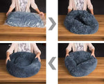 PawfectFriend Dog Cat Calming Bed Plush Large Fluffy Donut Comfy Cushion Puppy XL-70cm Dark Gray