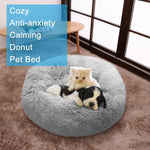 PawfectFriend Dog Cat Calming Bed Plush Large Fluffy Donut Comfy Cushion Puppy XL-70cm Dark Gray