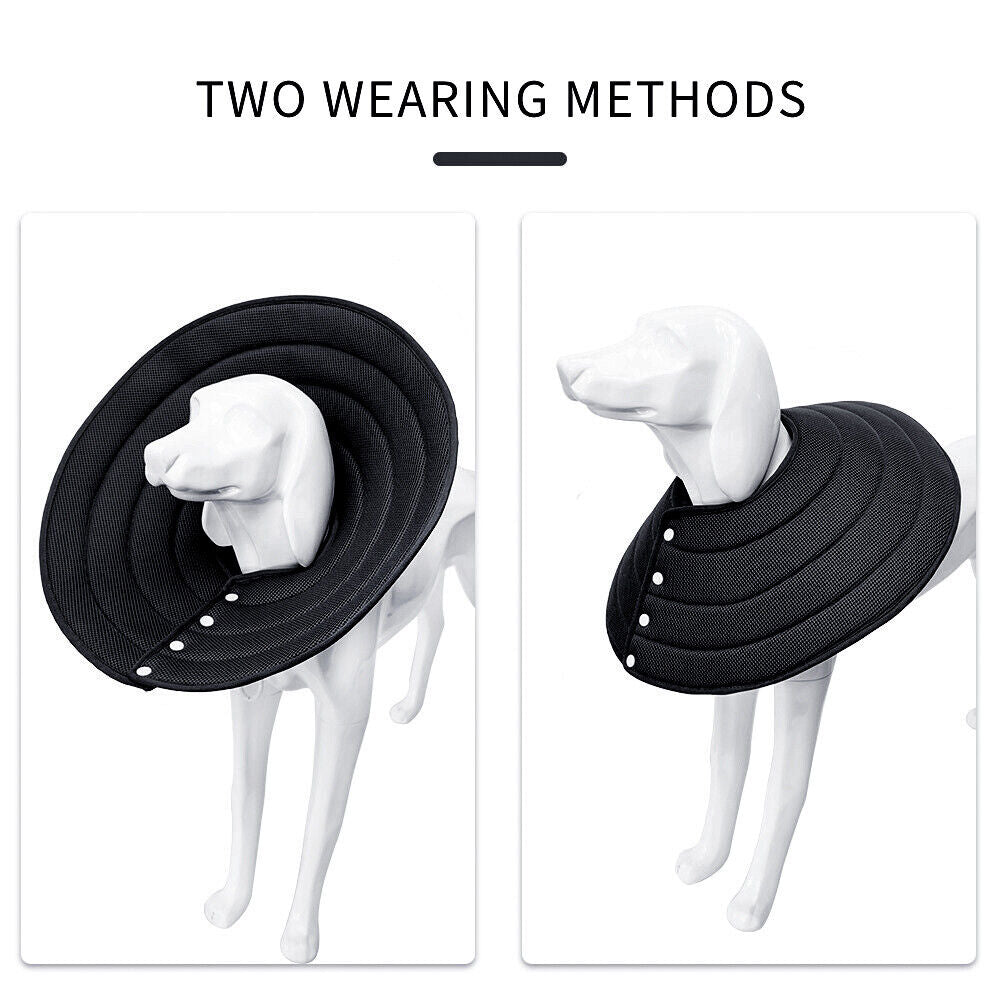 Ondoing Pet Dog Cat Elizabethan Collar Adjustable Cone Mesh Recovery Black Sizes-XL-L-M-S
