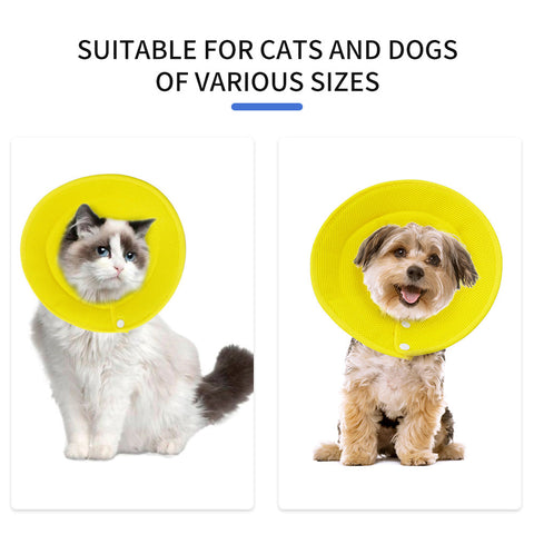 Ondoing Pet Dog Cat Elizabethan Collar Adjustable Cone Mesh Recovery Yellow Sizes