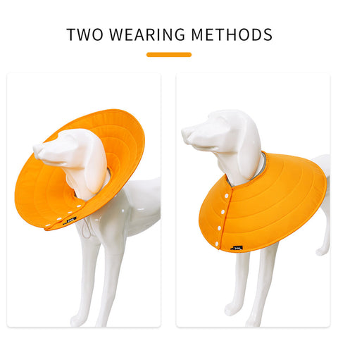 Ondoing Pet Dog Cat Elizabethan Collar Nylon Adjustable Cone Mesh Recovery Orange- Sizes -XL-L-M-S