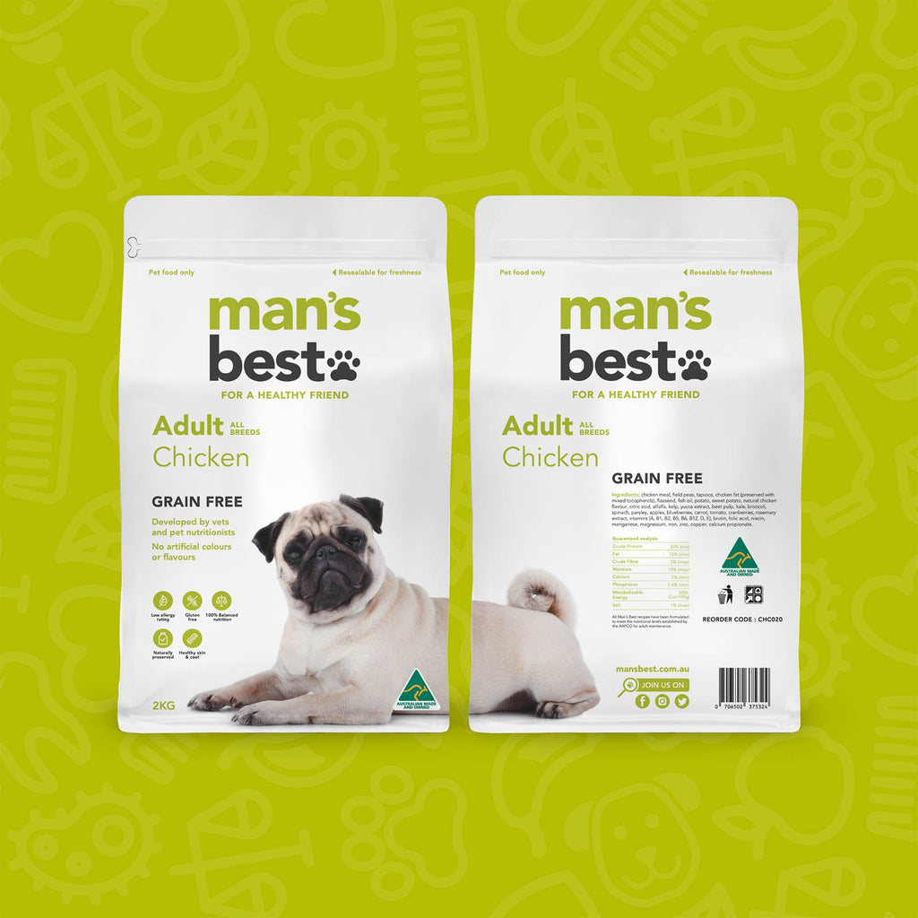 Man's Best - Adult Dog - GRAIN FREE - Chicken - 12kg-2kg