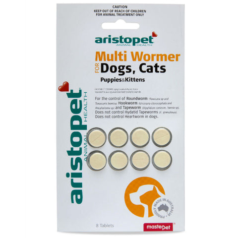 Aristopet - Multi Wormer for Dogs, Cats, Puppies & Kittens - 8 Tablets