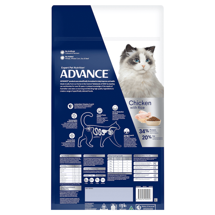 Advance - Adult  Dry Cat Food - Chicken with Rice -6kg-3kg