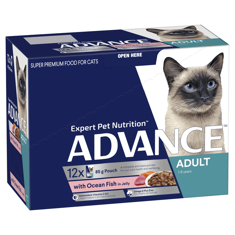 Advance - Pouches - Adult Cat Wet Food - Ocean Fish in Jelly - 12 x 85g