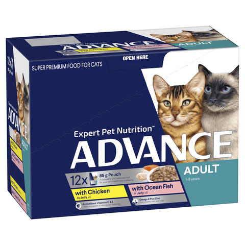 Advance - Pouches - Adult Cat Wet Food - Multi Pack in Jelly - 12 x 85g