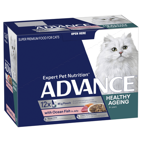 Advance - Pouches - Adult Cat  Wet Food- Healthy Ageing - Ocean Fish in Jelly - 12 x 85g