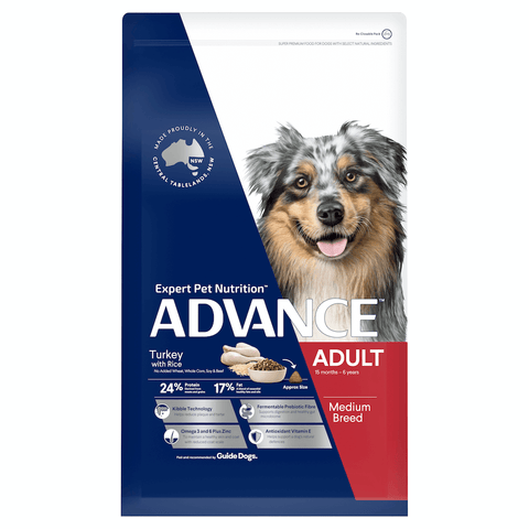 Advance – Adult Dog Dry Food – Medium Breed - Turkey -15kg-3kg