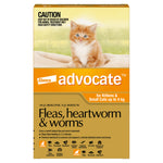 Advocate - Fleas, Heartworm & Worms - Kittens & Small Cats up to 4kg (3 x 0.4ml Tubes)