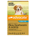 Advocate - Fleas, Heartworm & Worms - Dogs 4kg to 10kg (3 x 1.0ml Tubes)