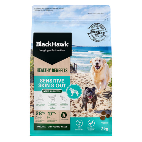 Black Hawk - Adult Dog - Healthy Benefits - Sensitive Skin & Gut - 12kg-2kg
