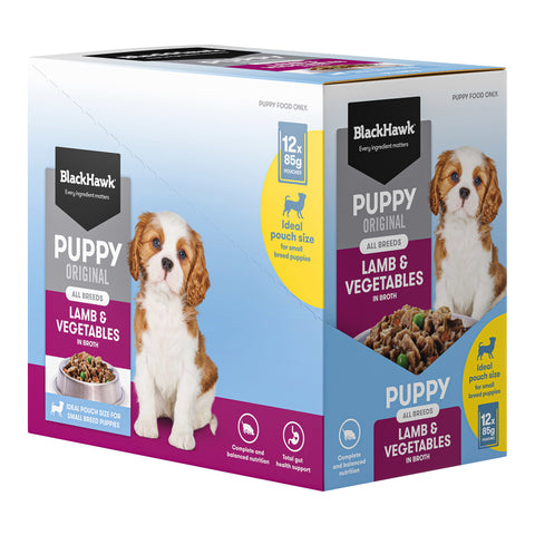 Black Hawk - Wet Food Pouches - Puppy - Lamb & Vegetables - 12 x 85g