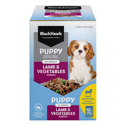 Black Hawk - Wet Food Pouches - Puppy - Lamb & Vegetables - 12 x 85g