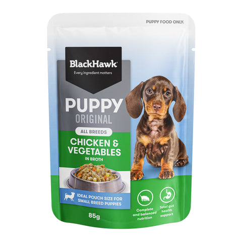 Black Hawk - Wet Food Pouches - Puppy - Chicken & Vegetables - 12 x 85g