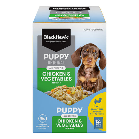 Black Hawk - Wet Food Pouches - Puppy - Chicken & Vegetables - 12 x 85g