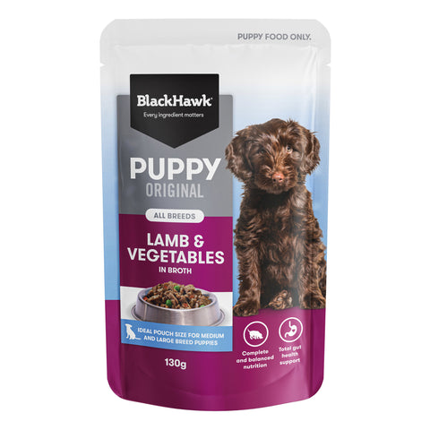 Black Hawk - Wet Food Pouches - Puppy - Lamb & Vegetables - 10 x 130g