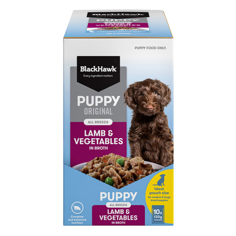 Black Hawk - Wet Food Pouches - Puppy - Lamb & Vegetables - 10 x 130g